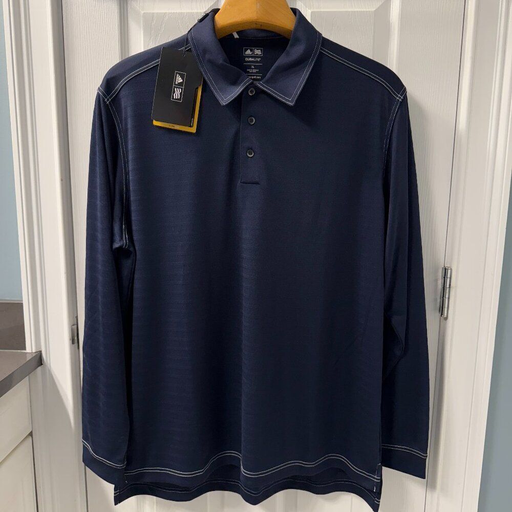 NWT Adidas Taylormade Long Sleeve Golf Polo Shirt 2010 Deep Dark Blue Size XL